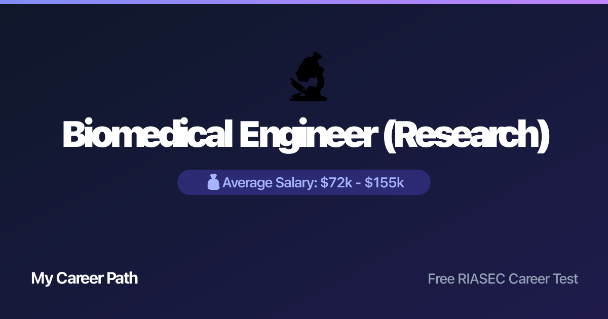 Biomedical Engineer (Research) career profile — salary, skills, and outlook