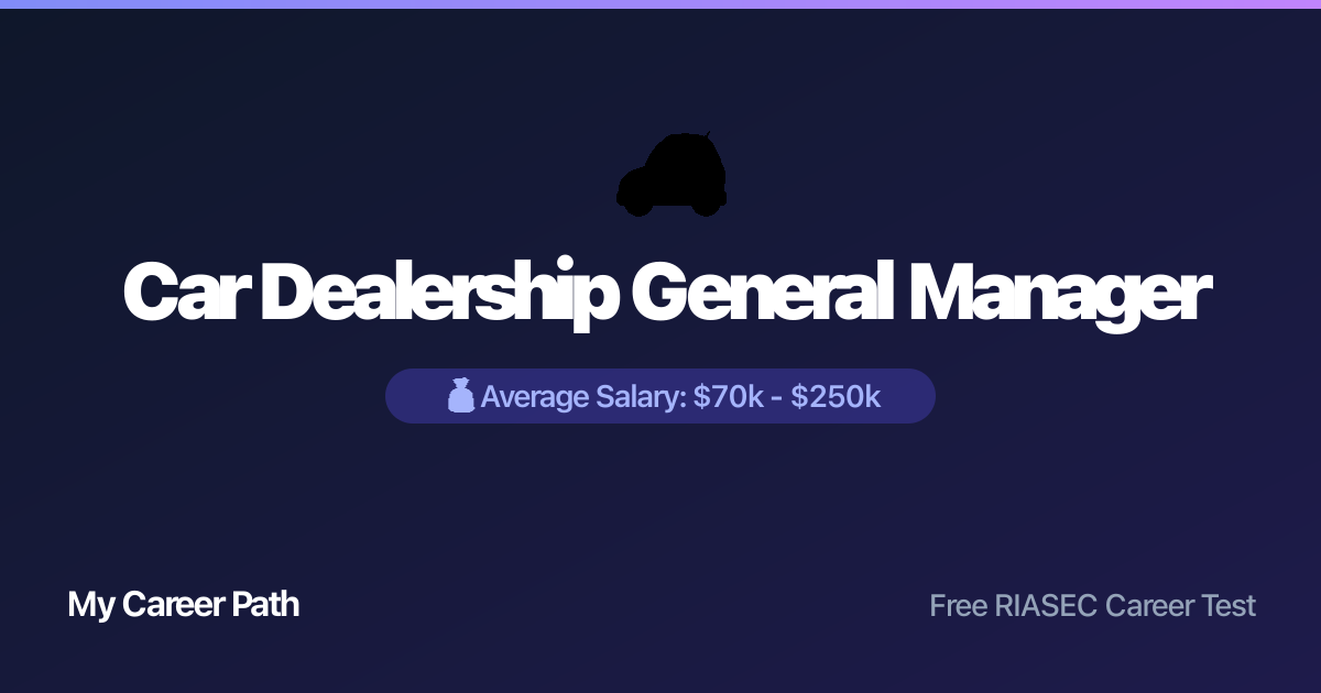 Car Dealership General Manager career profile — salary, skills, and outlook